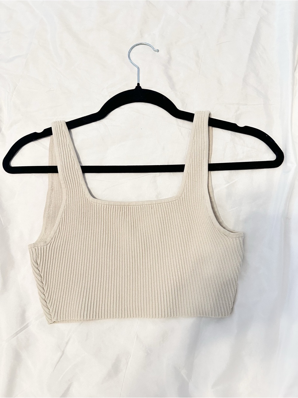 Babaton Camel Ribbed Square-Neck Crop Top - Picture 3 of 4